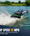 High Speed Brushless RC Boat For Adults With Dual Rechargeable Batteries 30 Minutes Run Time on lake at 25 MPH