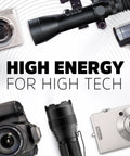 Hardcore 123 Lithium Batteries Bring Straight Up Power To Camera And Flashlight Gear Long Lasting 3V Photo Cells With Decade Storage Life Ultimate Replacement Two Pack, displayed with various cameras and flashlights.