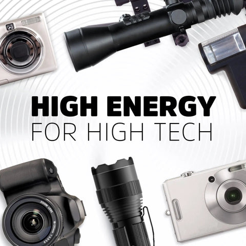 Hardcore 123 Lithium Batteries Bring Straight Up Power To Camera And Flashlight Gear Long Lasting 3V Photo Cells With Decade Storage Life Ultimate Replacement Two Pack, displayed with various cameras and flashlights.