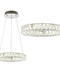 Chrome 1 Light Integrated LED Pendant With Crystal Ring Dope Adjustable Height Modern Glam Dining Room Chandelier, side view