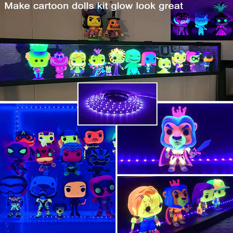 Lit 6.6Ft Black Light Strip With 120 UV LEDs 395-400nm USB 5V Flexible Indoor Decor Lighting illuminating glowing toys
