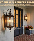 Solid Copper Outdoor Wall Light With Oil Rubbed Bronze Finish, 18.5 Inch Porch Lantern, clear beveled glass on brick wall