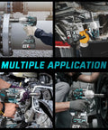 Heavy Hauler Cordless Impact Wrench Dropping 1300 Nm Of Boss Level Torque 1/2 Inch Drive Electric Tool Ships With Twin 5 Ah Packs Snappy Charger And Five Tough Sockets For Big Rig And Rv Jobs in multiple applications including auto and RV maintenance.