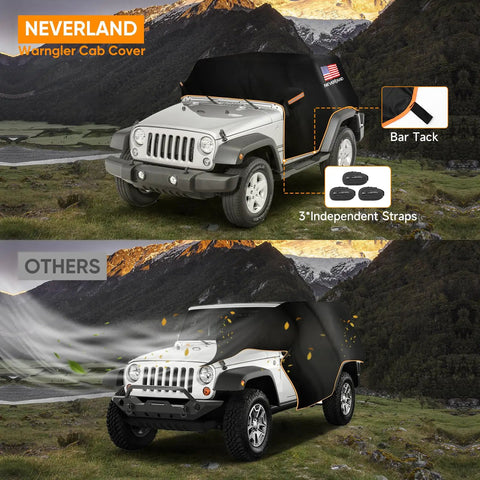 Jeep 2 Door Cab Cover For 2007 2025 Waterproof Oxford Car Cover With Reflective Strip Sun Snowproof All Weather Shield