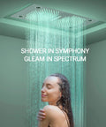 Top Tier Bluetooth Shower Head With 63 Custom Spray Modes And Precision Knob Controls Featuring Color Changing Led Lights And Rainfall Body Spray For A Straight Up Bathroom Glow Up In Matte Black, waterfall shower stream.