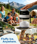 Manual Snow Cone And Slushie Maker With Shaved Ice Texture, Portable Ice Shaver for home use or on the go in outdoor setting.