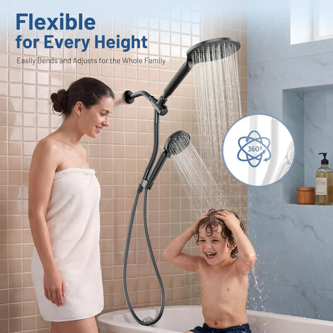 Dual Filtered Rain Shower Head Combo With High Pressure Handheld And Adjustable Rail Acts As A Straight Up Hard Water Fighter To Beat Chlorine And Keep Your Rinse Feelin Fresh And Smooth