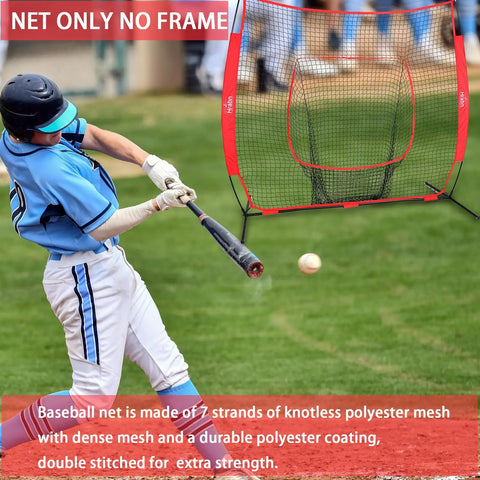 Baseball player hitting ball with 7x7 Baseball And Softball Replacement Net Nets Only No Frame Heavy Duty 7 Strand Knotless Polyester