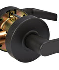 Heavy Duty Lever Style Interior Door Lock Grade Two Commercial Passage Lock With Oil Rubbed Bronze Finish Two And Three Quarters Inch Backset Cylindrical Construction UL Listed For Non Locking Interior Applications Durable Smooth Operation And Reliable close-up