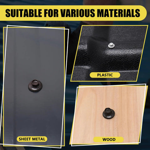 Heavy Duty Number 10 X 1 Inch Black Hex Head Self Drilling Roofing Screws, 300 Piece Set secured in sheet metal, plastic, and wood.