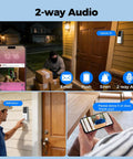 Dual Band Wireless Video Doorbell Camera With 2.4G And 5G Wi Fi, 2 Way Audio, AI Motion Alerts, Instant Alerts, Included Chime, No Monthly Fee, Easy Setup, Battery Powered With Long Battery Life, Works With NVR Or Standalone Security System on front door