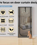 Heavy Duty Pet Screen Door For Door Openings Up To 30 By 80 Inches Cat Proof Mesh With Zipper Closure Keeps Cats From Slipping Out