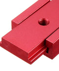 Close-up of the Shop Favorite Heavy Duty Aluminum Miter Bar Slider For T Slot Table Saw Track Setup Rod, red anodized finish.
