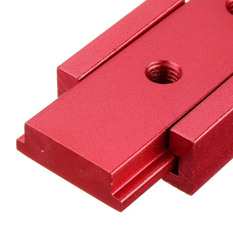 Close-up of the Shop Favorite Heavy Duty Aluminum Miter Bar Slider For T Slot Table Saw Track Setup Rod, red anodized finish.