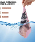 Anywind microfiber glasses cleaning cloths, pink with cat image, 6-pack for eyeglasses and screens