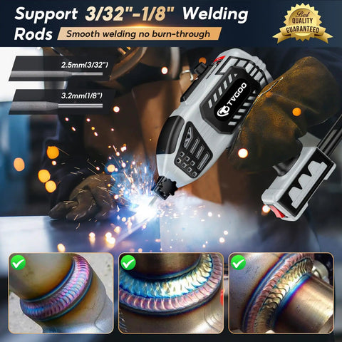 Portable Handheld Welder 110V IGBT Inverter with 20 to 120A Adjustable Arc Hot Start and Anti Stick, grey, welding close-up