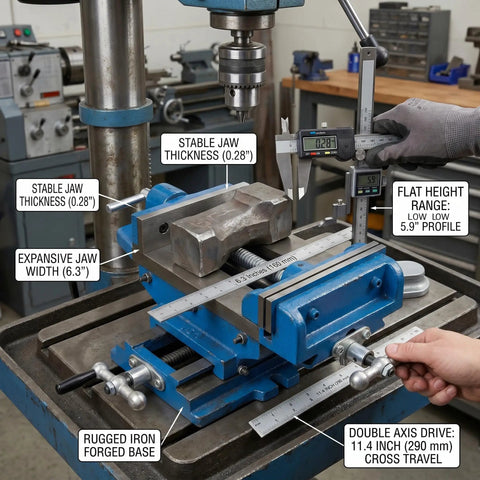 Beefed Up Heavy Duty Bench Vise With 6.3 Inch Jaw Width And 11 Inch Body Industrial Grade Clamp in drill press setup