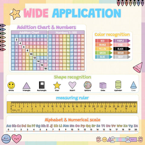 60 Pcs Classroom Desk Name Tags Set With Alphabet Number Line 100 Chart Addition And Ruler For 1st Through 3rd Grade