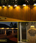 Solar Fence Lights Outdoor Waterproof 8 Pack Stainless Steel 30 LED Railing Post Lights Weatherproof White Lighting on fence and house