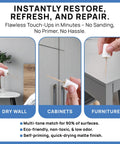 Touch Up Paint Kit With Matte Finish For Drywall Concrete Brick Tile Doors And Cabinets Multi Tone Gray Repair Kit Quick Dry Low Odor Ultra Low VOC No Sanding Or Primer Needed 3 Pack shown in use on drywall, cabinets, furniture