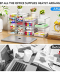 Clear Acrylic Thirteen Drawer Storage Makeup Organizer For Desk Bathroom Vanity Counter with organized supplies and plants.