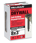 Heavy Duty Self Drilling Drywall Screws 8 X 3 Inch Black Phosphate Coating in packaging, ideal for metal stud installations.