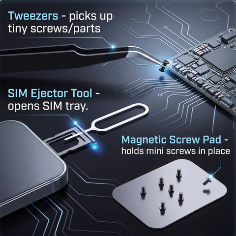 Get The Ultimate 24 In 1 Magnetic Ratchet Screwdriver Setup With S2 Steel Precision Bits For Bike, Phone And Furniture Fix-Its Plus Bonus Tweezers. tweezers, SIM tool and magnetic screw pad