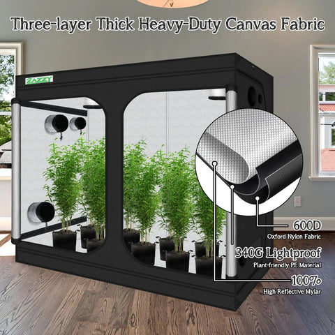 Heavy Duty 8x4 Grow Tent For Indoor Gardens, 96x48x78 Inch Hydroponic Indoor Grow Tent With Window, 600D Mylar Reflective Lining