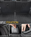 All Weather TPE Cargo Mat With Backrest Mats for Volkswagen Atlas, trunk liner details including fastening methods, fits 2018-2026 models.