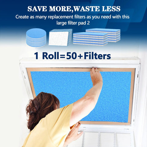 Person installing Cut-To-Fit Air Vent Filters 20-Inch By 90-Inch With Electrostatic Triple-Layer Filtration