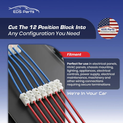 2 Pack 12 Position 24 Contact Terminal Block Barrier Strip Dual Row With Screw Connector For HVAC Panels Chassis Mount