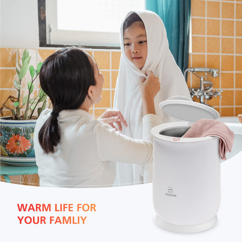 Large Towel Warmer for Bathroom with Auto Shut Off, Fast Heat Up in Minutes, mother warming towel for child in bathroom