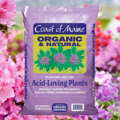 Organic Planting Soil For Acid Loving Plants Including Azalea Rhododendron And Berries Ready To Use Premium Blend With Composted Manure And Sphagnum Peat Moss Low Ph For Enhanced Drainage And Healthy Growth In A 20 Quart Bag with flowers.