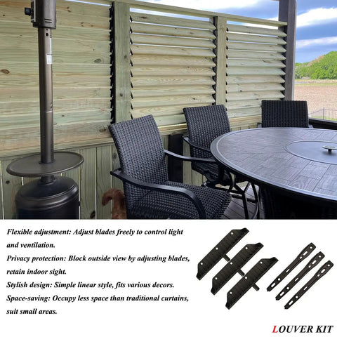 Louver Bracket Kit For Deck Sunblind And Window Shutter Hardware, Complete Set Up To 22 Boards 48 Inch Black Outdoor Privacy Wall Pergola Roof Shading System 2 Pack Patio Ready For Any Outdoor Space