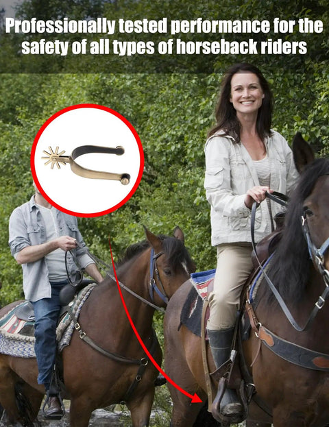 Old School Western Cowboy Spurs For Men With Rotating Rowels In Antique Gold Zinc Alloy Lightweight Spur on rider's boot