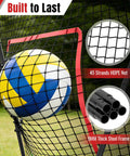 Volleyball rebounding off 7x4ft rebounder net with 45 strands HDPE net and 9mm thick steel frame for spikes and practice.