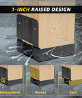 Image of a 10 Pack 4x4 Post Base Anchors For Concrete, Wood Or Iron Posts, Heavy Duty Bracket Kit In Black, demonstrating water resistance feature.