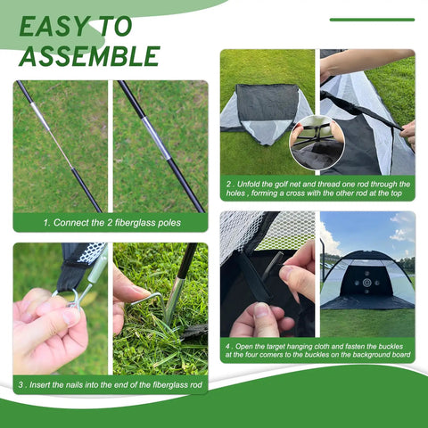 Instructions for assembling Golf Practice Net With Hitting Mat For Backyard Driving And Chipping, 10x7 Ft Large Net