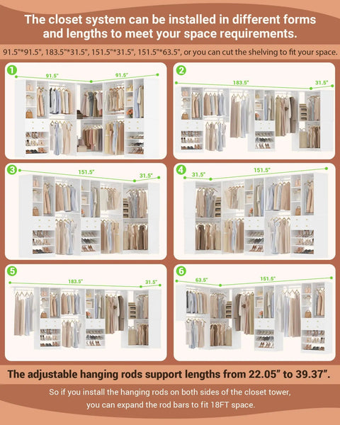 Transform Your Daily Routine With This Nifty White Closet System Set Of 3 featuring different layouts for flexible storage.