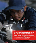 Person using Rechargeable Neck Light 350 Lumens Pivoting Heads Red Hands-Free Comfort-Fit ABS Band 70-Degree Beam Adjustment