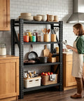 Heavy Duty 4 Tier Metal Storage Shelves 2500 Lb Capacity Garage Workshop Shelving Units Industrial Racks For Warehouse Basement Sturdy Steel Frame Built Like A Tank Adjustable Shelves in kitchen with cookware and jars