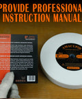 Top Shelf 8 Inch Bench Grinder Wheel With 80 Grit White Aluminum Oxide on a wooden surface with an instruction manual.