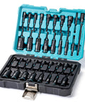 Magnetic Nut Driver Set 35 Piece For Impact Drill With Metric And SAE Nut Drivers Deep And Regular Wing Nut Driver 12mm Quick Release Bit Holder And 6 Inch Bit Extender In Handy Toolbox