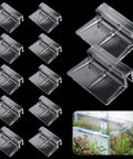 12 Pack Clear Aquarium Lid Clips For Rimless Fish Tanks Hold Your Glass Cover Snug And Square, showing durable plastic brackets.