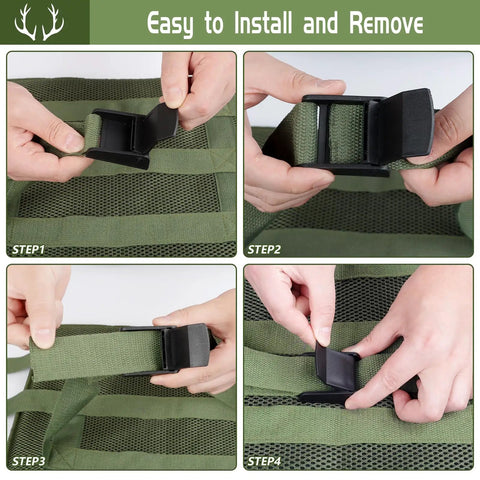 Installation steps for 2 Pack Tree Stand Seat Replacement With Pocket, Universal Memory Foam Hunting Seat Cushion With Adjustable Strap