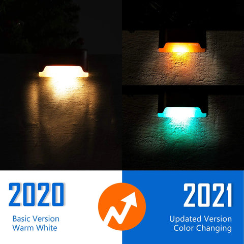 Color Changing Solar Deck Lights 16 Pack Waterproof Outdoor LED Lights For Decks Stairs Fences Yards And Patios with auto color cycle