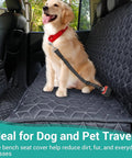 Waterproof Dog Car Seat Cover For Back Seat In Trucks Nonslip Bench Protector shown with a dog in a vehicle's back seat