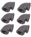 Heavy Duty Black 6 Piece Pipe Fittings Elbow Cast Iron Joint Hose Connector Set Easy Install for industry and home use