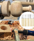 Eight Piece Wood Turning Chisel Set With Lathe Tools, Pro Grade Triple Tempered Chromium Vanadium Steel in woodworking action