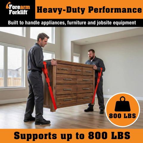 Two Person Furniture Moving Straps Set for Heavy Lifting of Couches and Appliances, 800 lb Capacity, Easy Crisscross Harness for Balanced Leverage, Firehouse Red, Reducing Back Strain and Strenuous Lifts